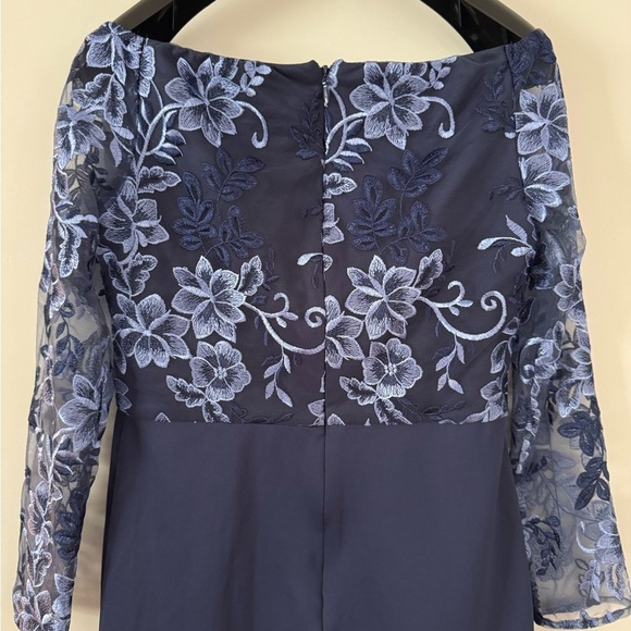 Blue Off the Shoulder Long Sleeve Sheath Dress. Ptp 18” lenght 37.5” - Picture 3 of 10